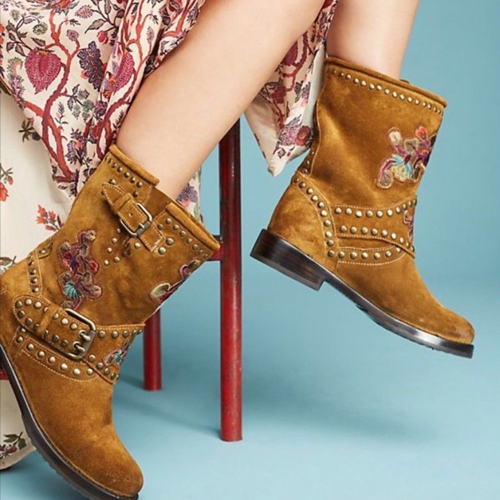 Anthropologie FrYE Natalie Studded Engineer Boots